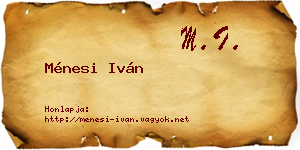 Ménesi Iván névjegykártya
